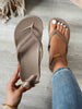 Women's Solid Color Flip Flops, Lightweight Open Toe Casual Flat Sandals, Soft Sole Indoor/Outdoor Slippers, Suitable For Beach And Pool Wear