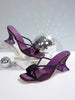 Women's High Heel Sandals Square Toe, Stylish Purple With Rhinestone Embellishments Perfect For Formal Events, Outdoor Parties, Weddings & Summer Wear