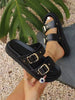 2026 New Metal Ring Thick Sole Slide Sandals, Women's Flat Non-Slip Beach Thong Slippers