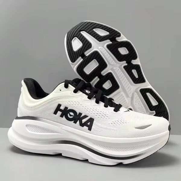 Hoka One One Bondi 9 Road Running Shoes, Breathable, Lightweight, Cushioned, Anti-Slip, Suitable For All Seasons, White, All Day Comfort