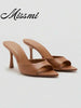 2026 New Summer Women Mule Shoes, Pointed Toe High Heel Slip-On Sandals, Fashionable Strap Outdoor Slippers