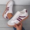 2026 Fall Women's Lightweight Lace-Up Casual Sneakers, White Blue Striped Low-Top EVA Sole, Cushioned Non-Slip Walking Shoes